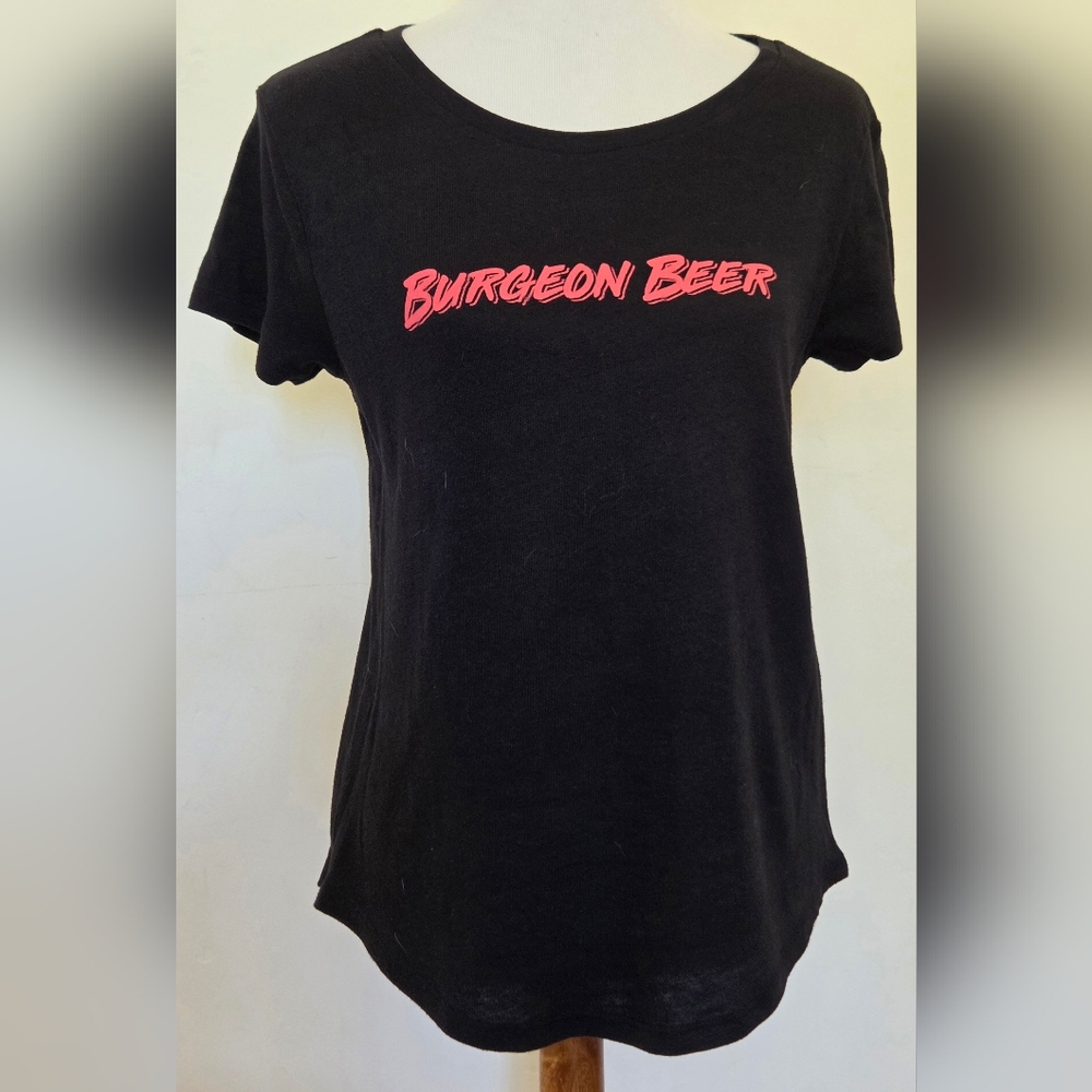 Burgeon Beer Co Black Tee with 90s Style Neon Design